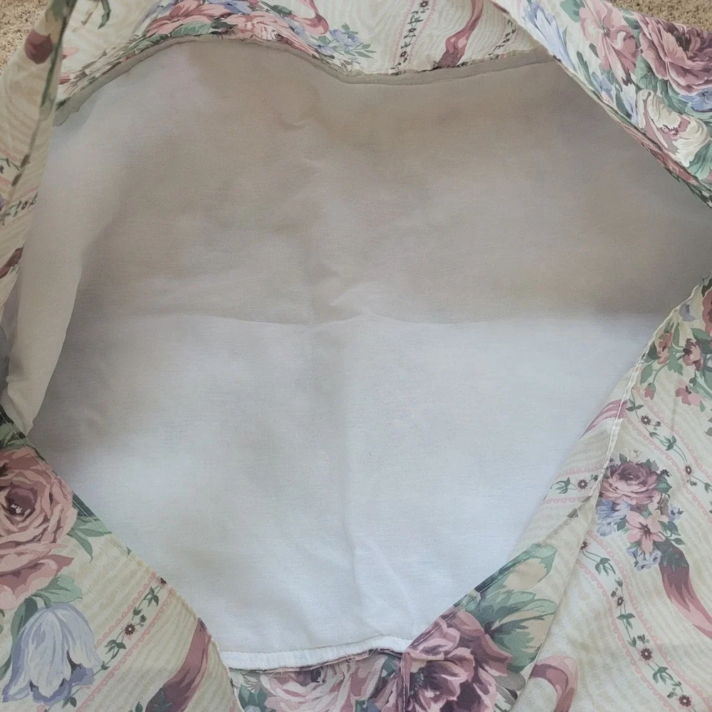 Vtg Floral Ruffled Pillow Shams 2 Pink Rose Lace Cottagecore